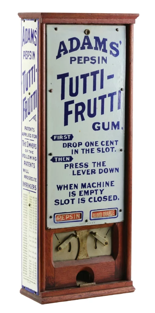 Premier distributeur automatique par Thomas Adams Gum Company